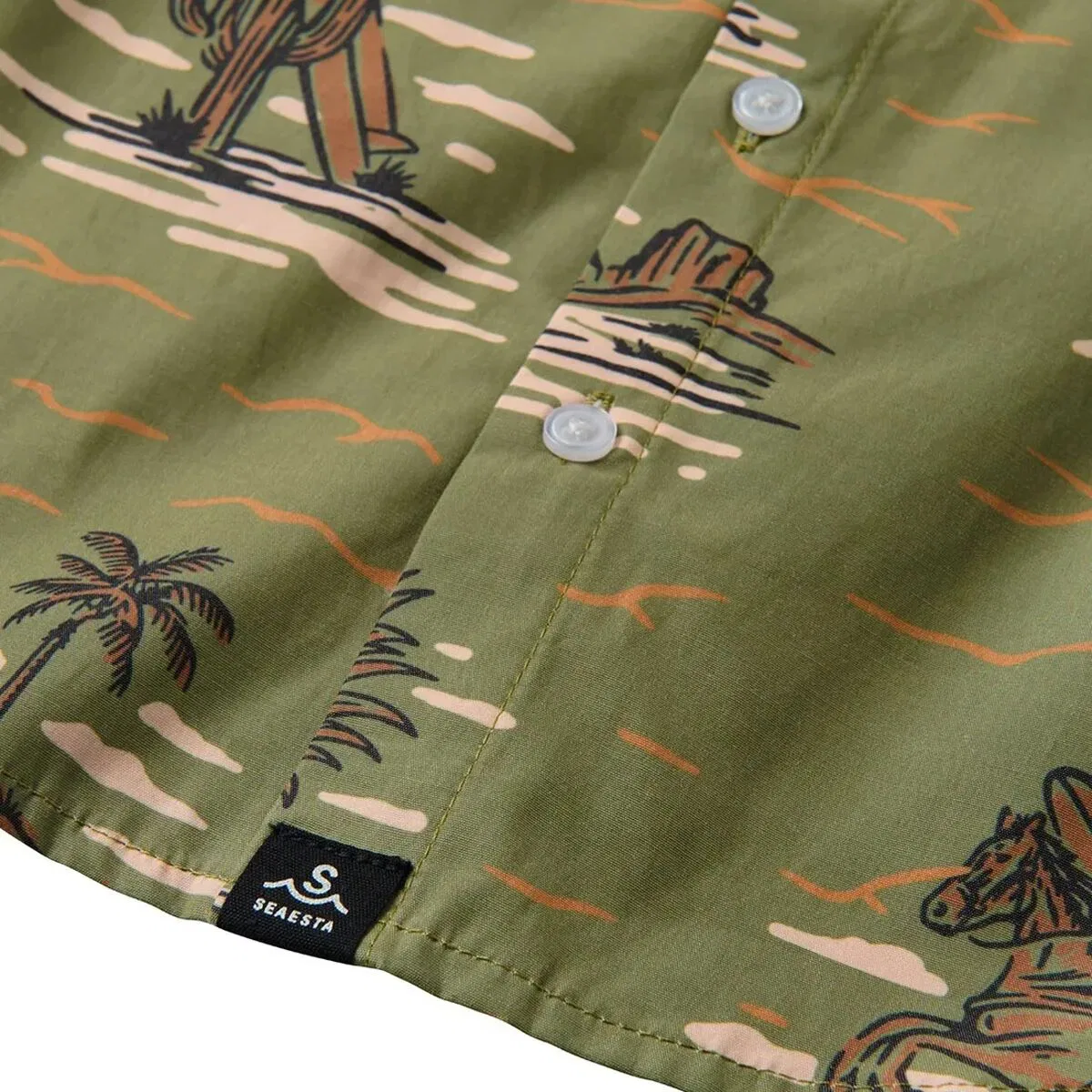 Детская рубашка с принтом Surfing Cowboy Button Up Seaesta Surf, Cactus — фото 2