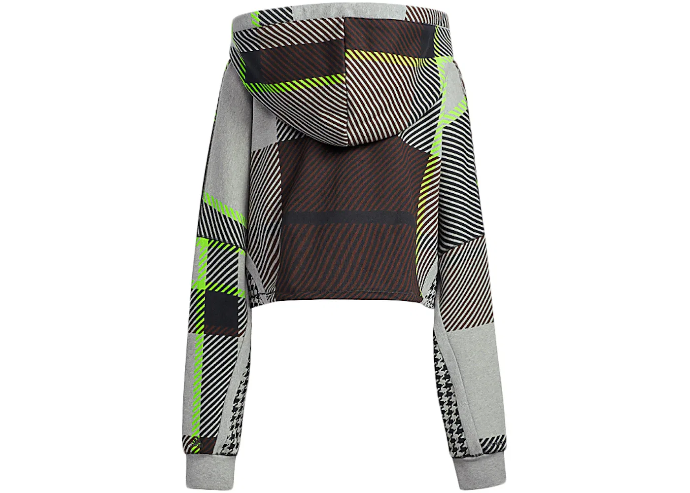 Женский укороченный худи с принтом Allover Print Cropped Hoodie Adidas, Medium Grey Heather/Black/Brown — фото 2