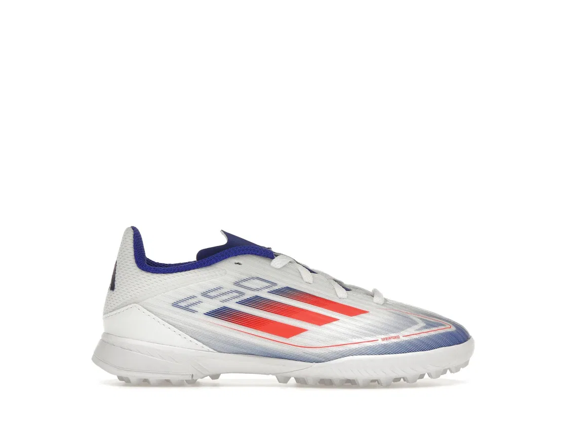 Детские бутсы F50 League Turf Adidas, Cloud White/Solar Red/Lucid Blue