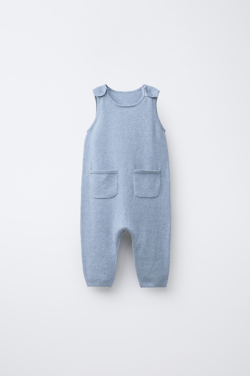 

Хлопчатобумажные трикотажные комбинезоны из шелка ZARA, цвет Blue marl