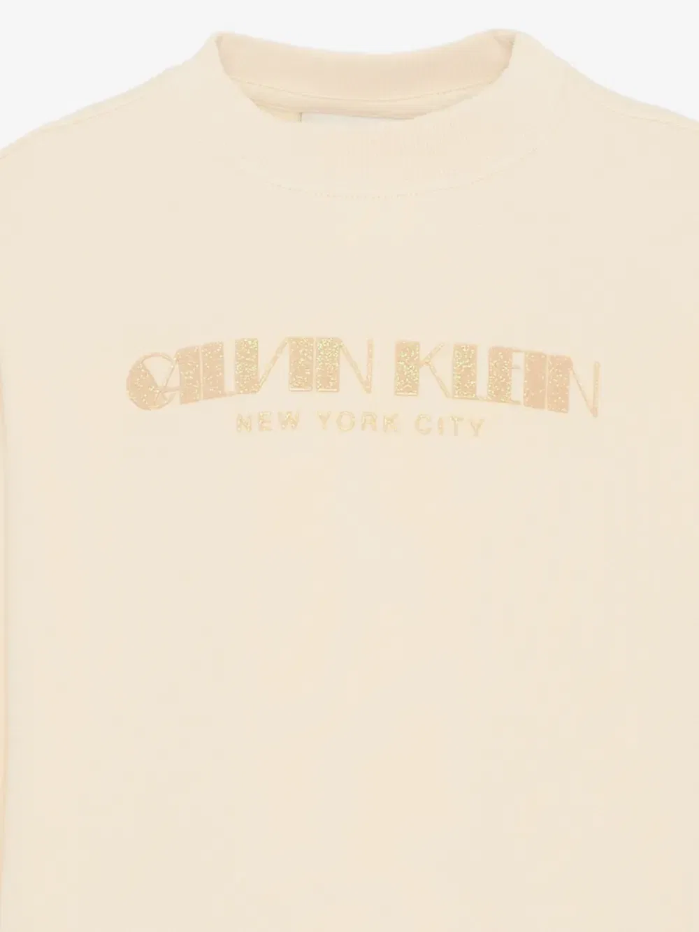 Свитшот с логотипом из блесток Calvin Klein Kids, бежевый — фото 3