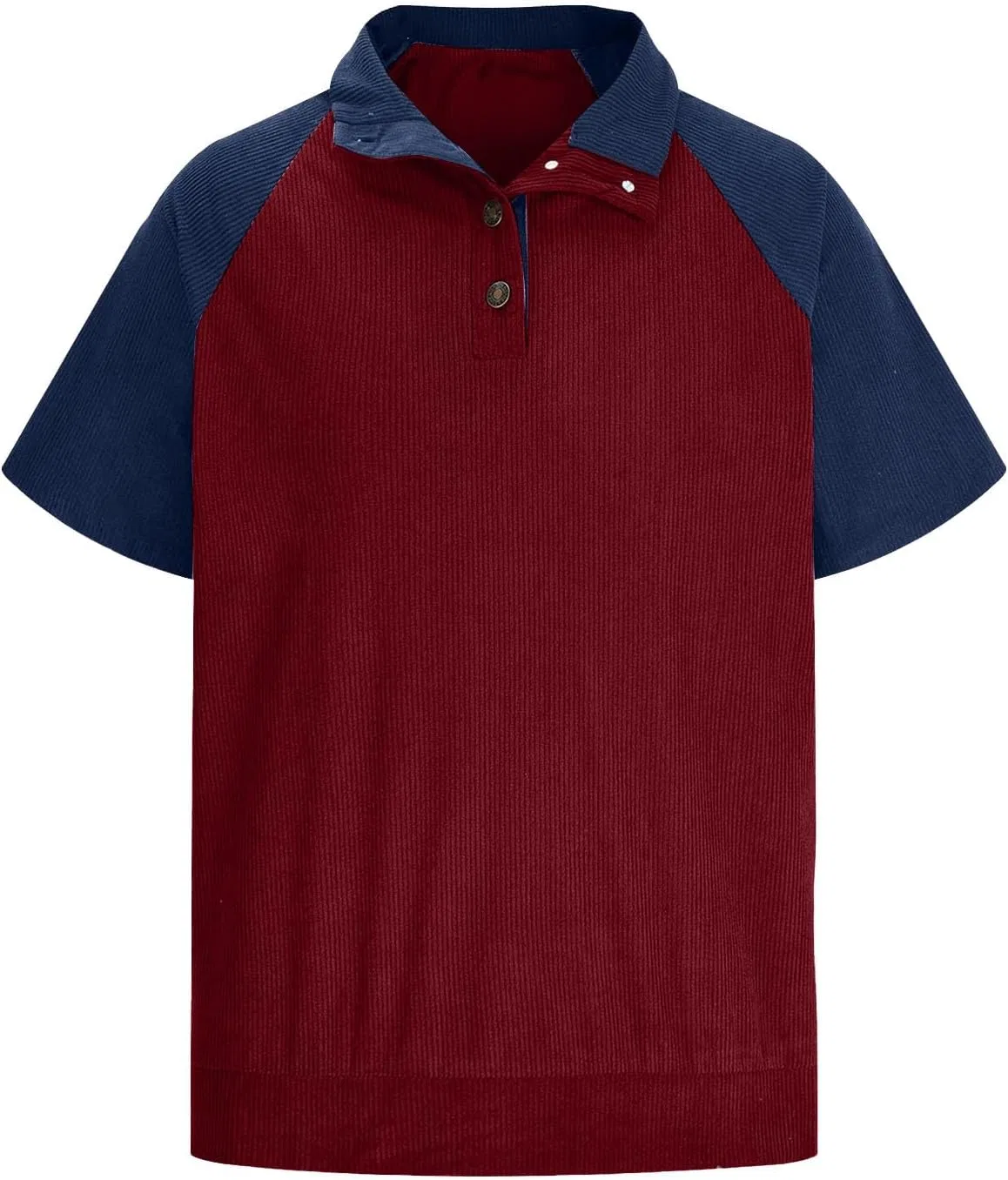 Мужская свободная футболка с воротником-стойкой Corduroy, Wine — фото 4