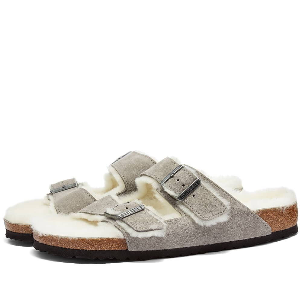 Сандалии Birkenstock Arizona Shearling Suede Leather, серый