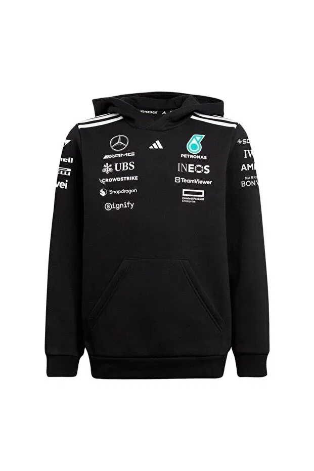 Детское худи для девочек с капюшоном Mercedes - amg petronas formula one team hood Adidas, Black / White