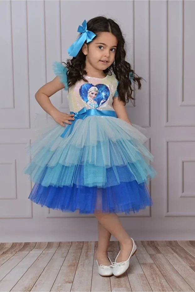 Детское платье для девочек с принтом Elsa sequin birthday princess costume and dress Delfini Kids, Mixed