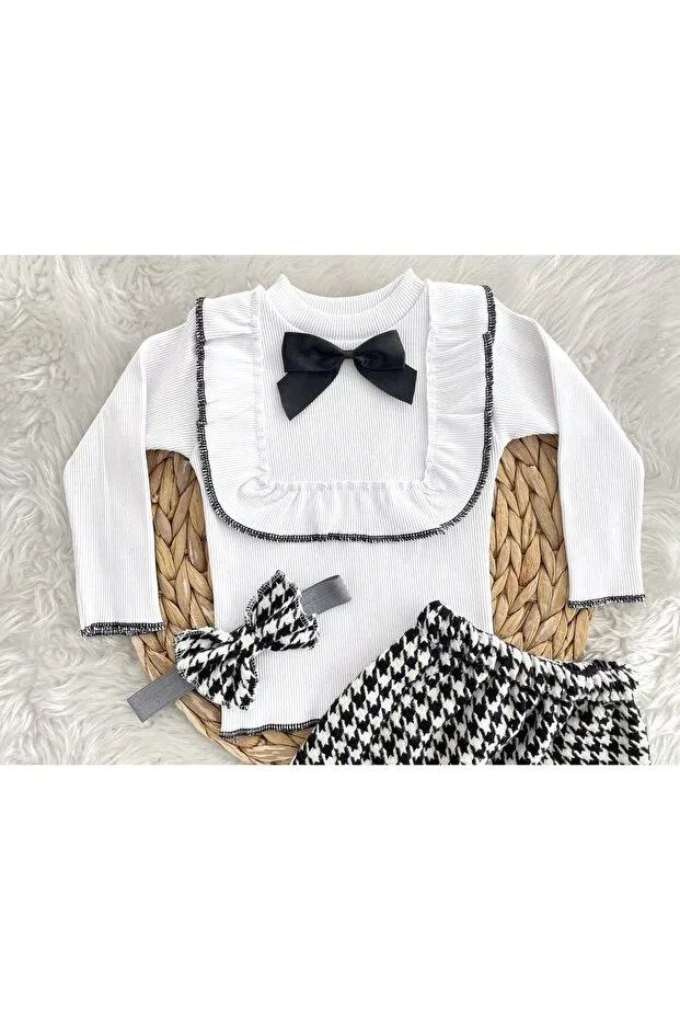 Детский комплект для девочек с принтом New Year's Eve Glam Akif Giyim, White — фото 3