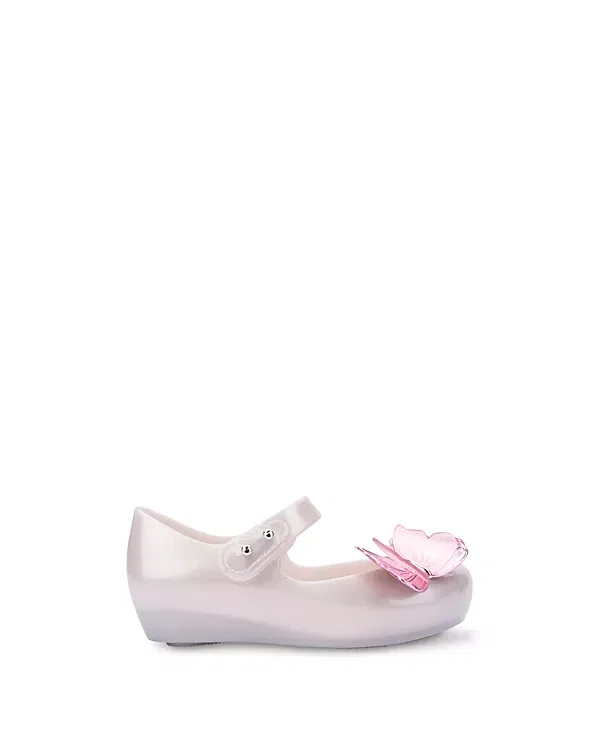 Детские балетки для девочек без застежки с принтом бабочки Ultragirl Fly III Mini Melissa, Pearly White — фото 4