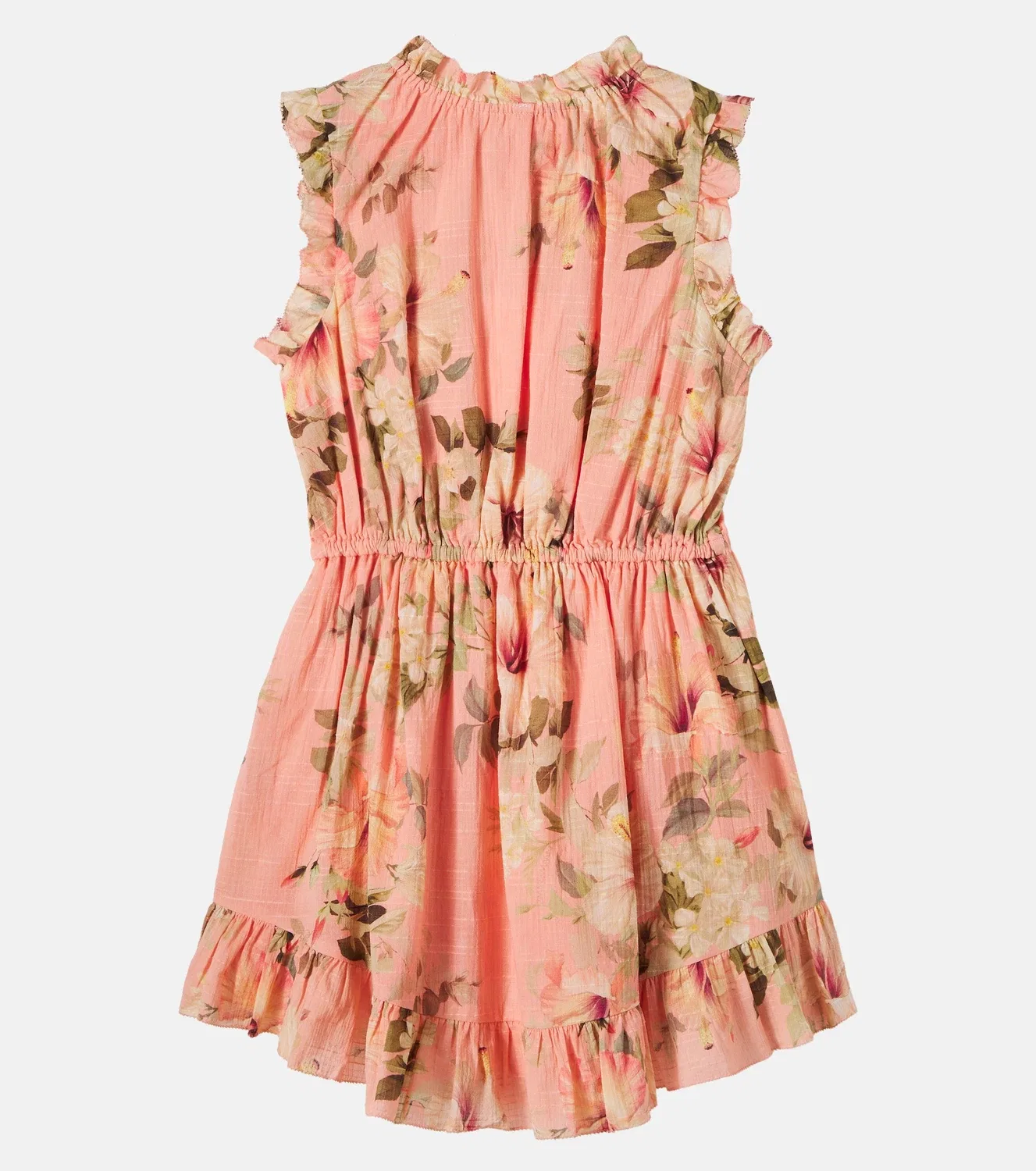 Платье хлопковое с цветочным принтом Zimmermann Kids, розовый — фото 3