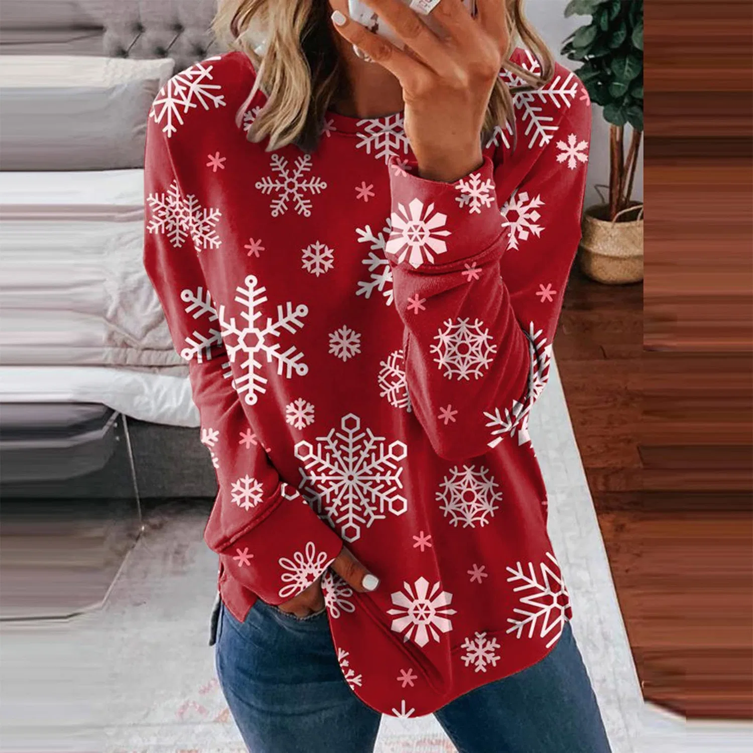 Женский свитшот с принтом Christmas Tree Sweater, Rosso — фото 2