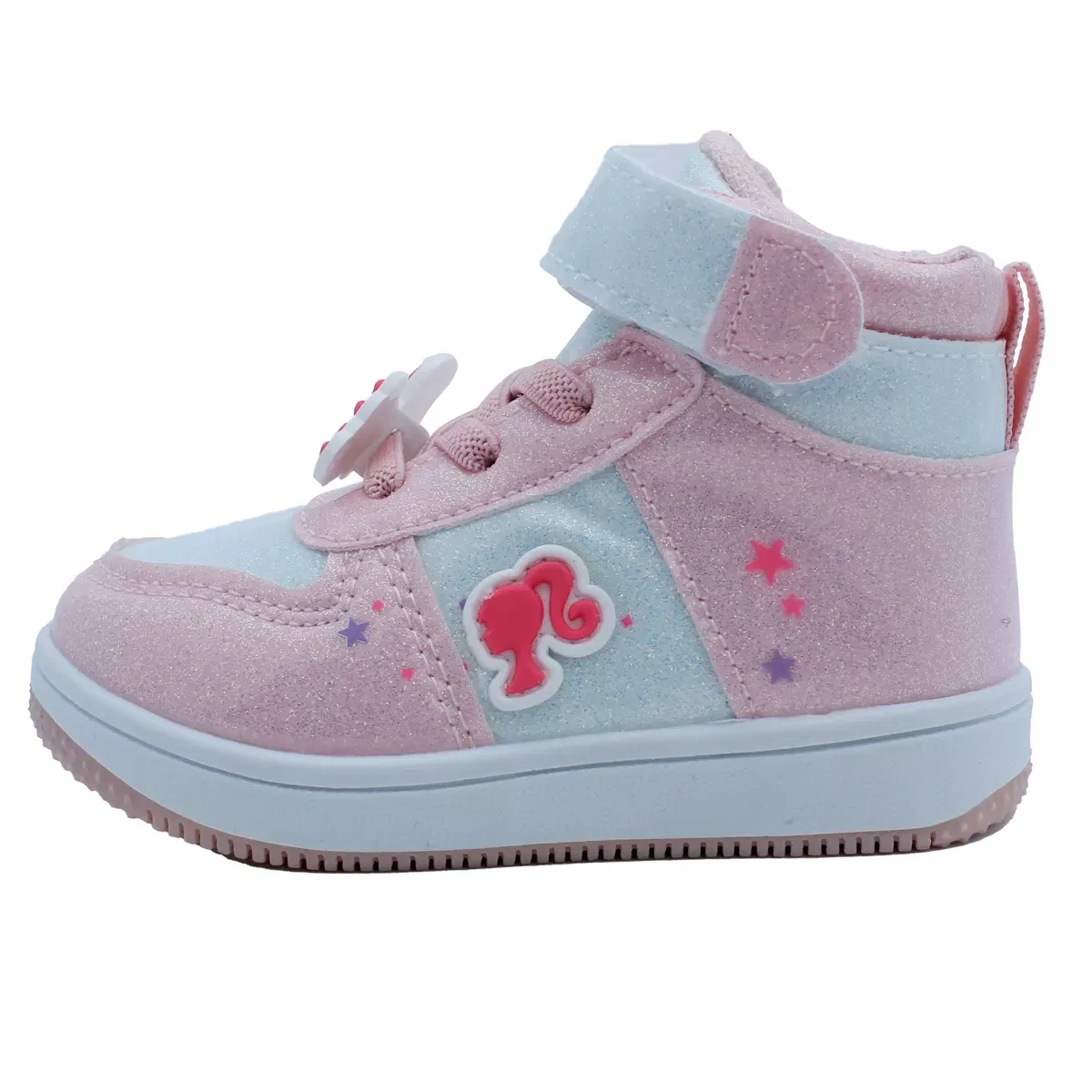 Детские кроссовки для девочек высокие Barbie, Light Pink Glitter Barbie — фото 3