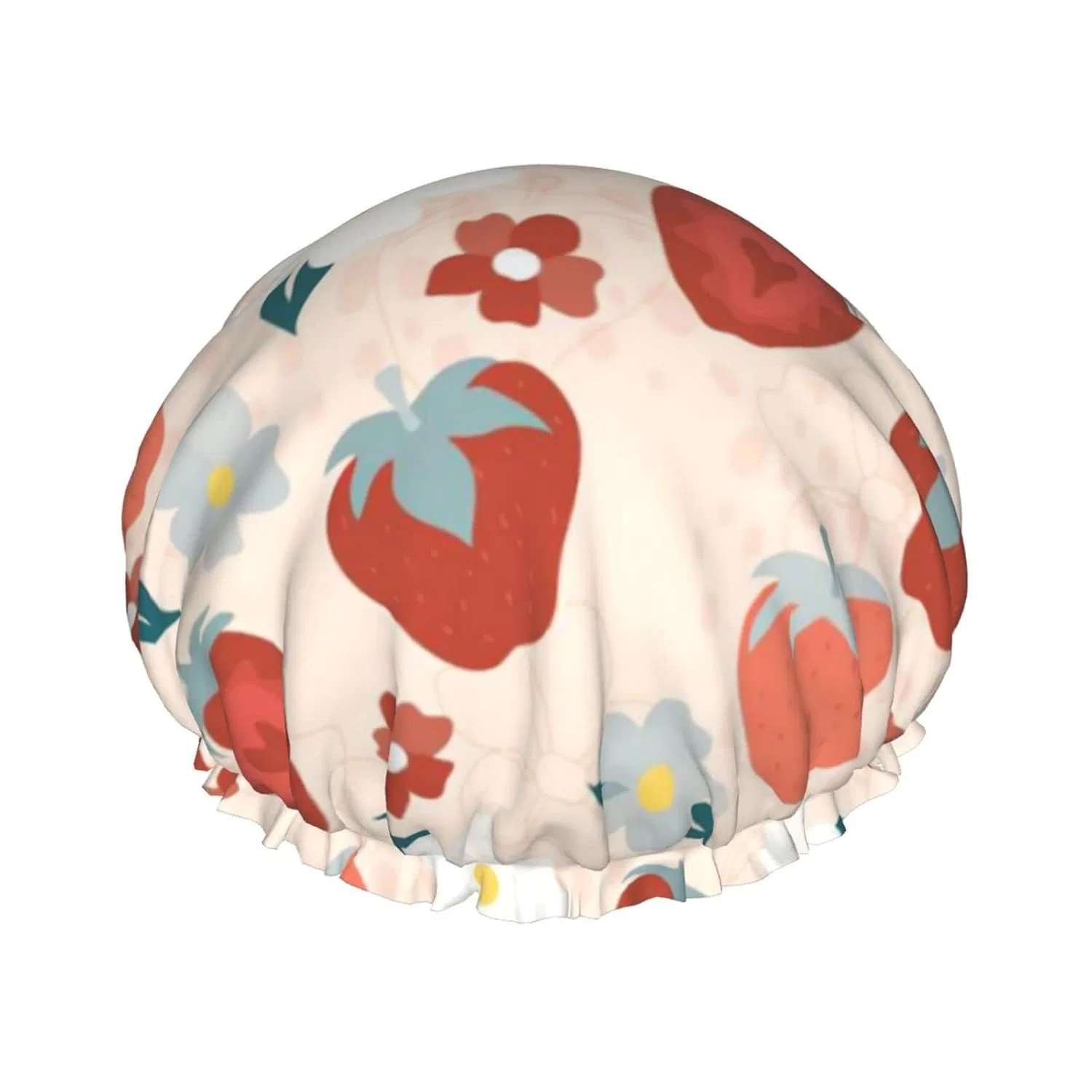 Шапочка для душа Double Layer Waterproof PanaRL, Strawberry White Flowers on Pink