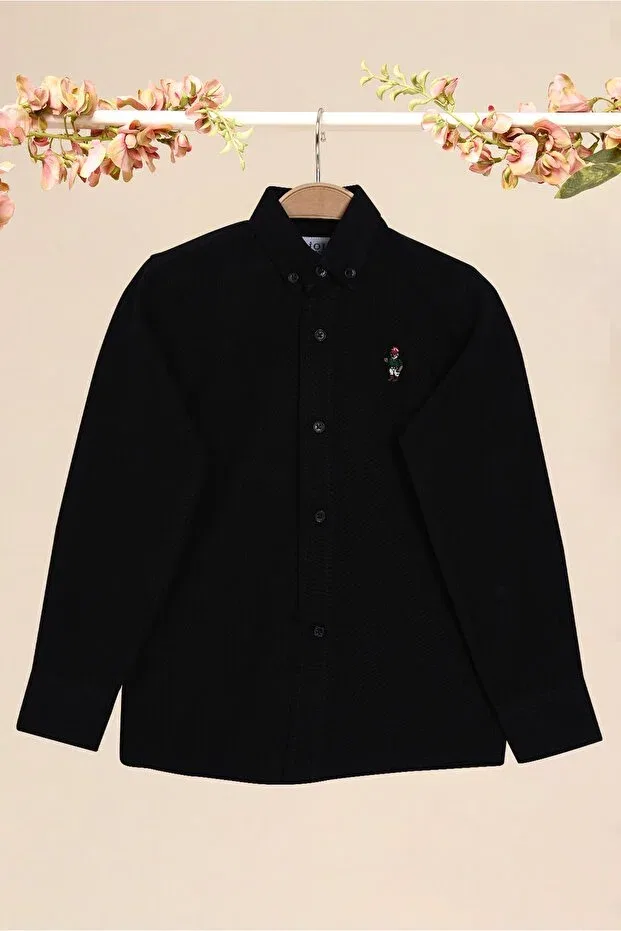 Детская рубашка для мальчиков льняная Piola Club, Black