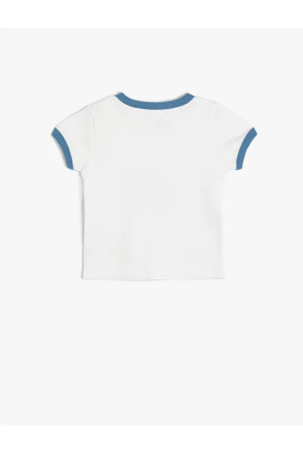 Детская футболка с принтом Seashell printed short sleeve t-shirt - crew neck Koton, White — фото 2