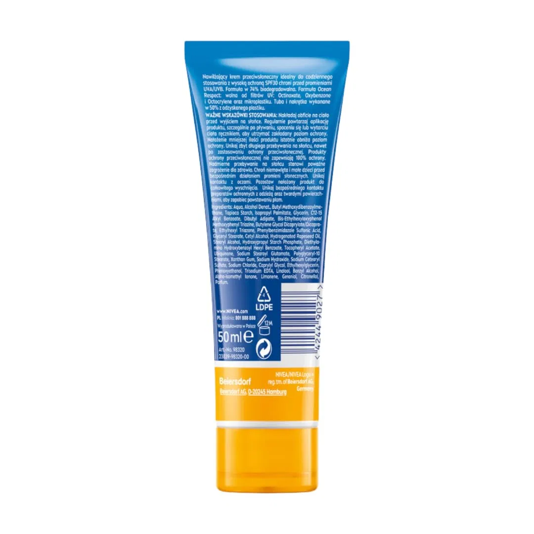 Солнцезащитный крем для лица SPF30, Nivea Sun, 50 мл, Navy Pers — фото 2