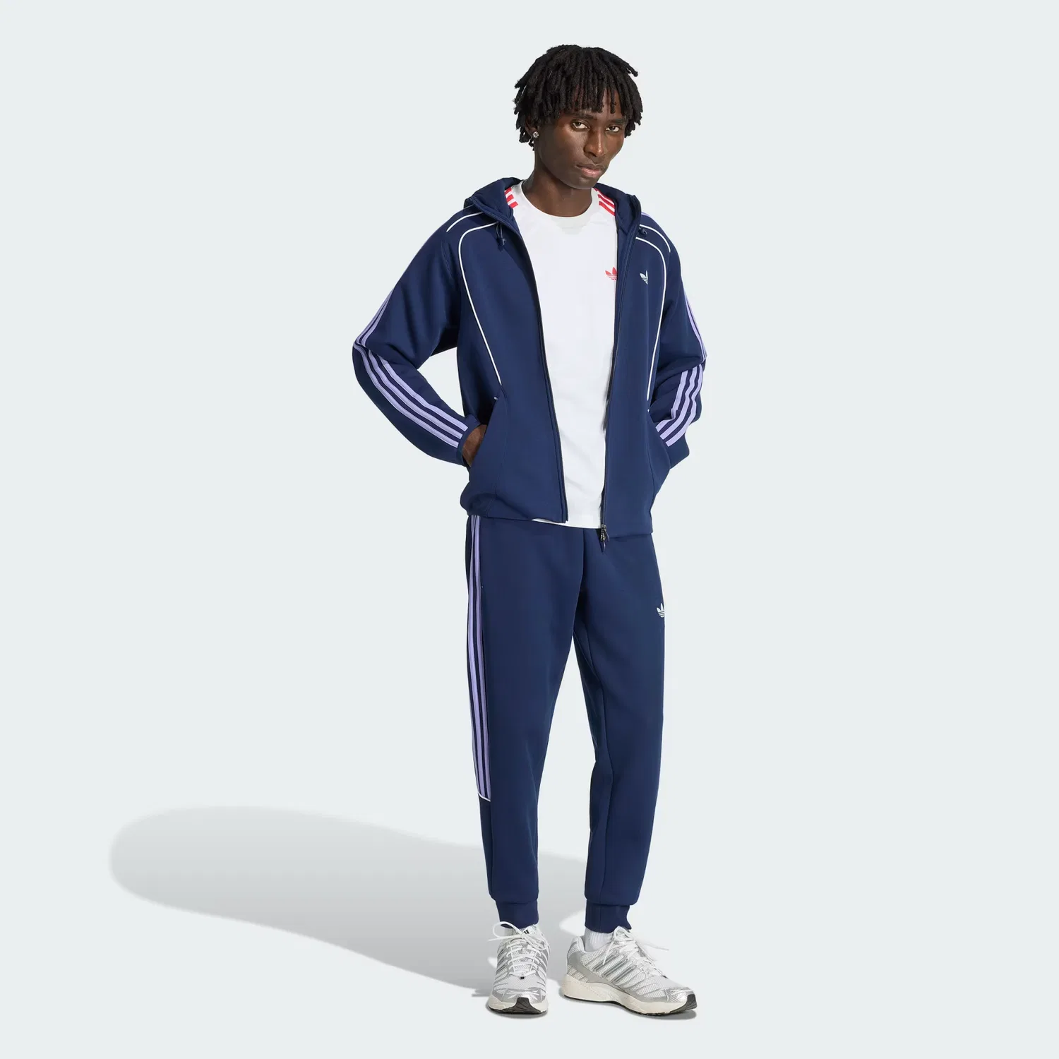Мужское худи на молнии с контрастными линиями кроя Spacer Teamgeist 26 Cutline Adidas Originals, Night Indigo — фото 3