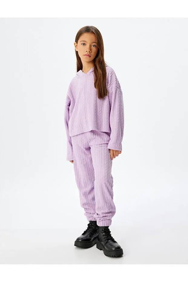 Детские спортивные штаны для девочек с карманами Fleece sweatpants jogger with pockets and elastic waistband Koton, Lilac