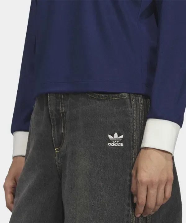 Футболка с V-образным вырезом, длинный рукав, Adidas, темно-синий — фото 4