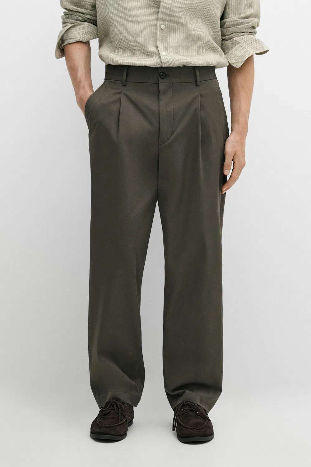 Брюки Massimo Dutti Flowing With Darts, хаки