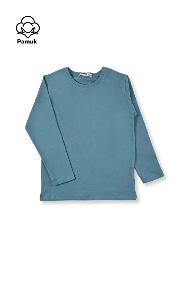 Детский комплект футболок с длинным рукавом Mk Mukko Kids, Smoked-Petrol-White — фото 4