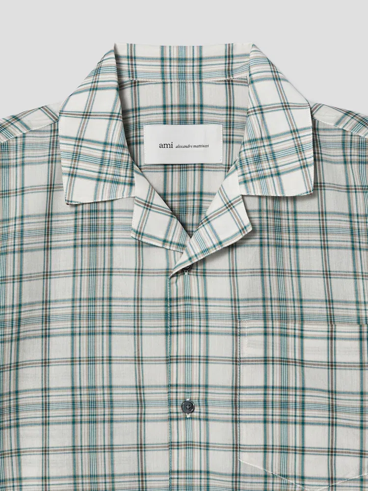Рубашка свободного кроя с клетчатым принтом, Boxy Shirt AMI PARIS, Green — фото 3