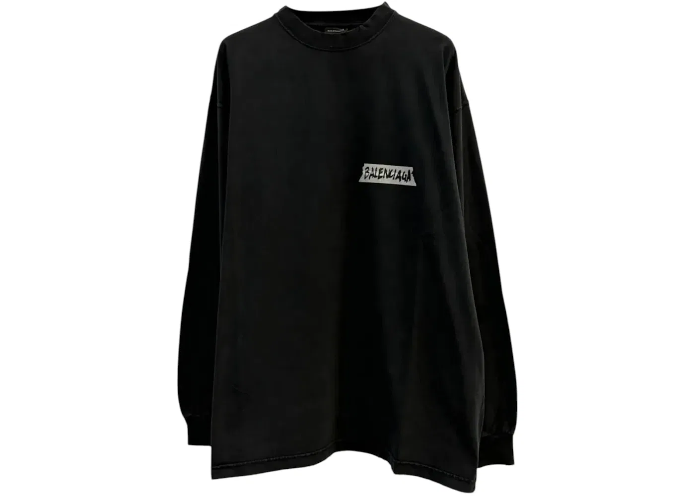 Мужская футболка оверсайз с длинным рукавом T-shirt Balenciaga, Faded Washed Black