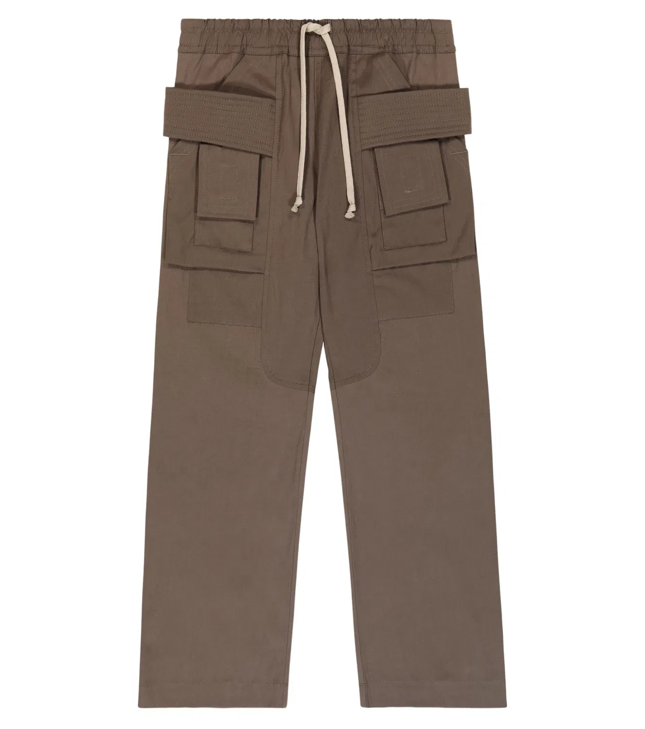 Широкие хлопковые брюки-карго Rick Owens Kids, бежевый