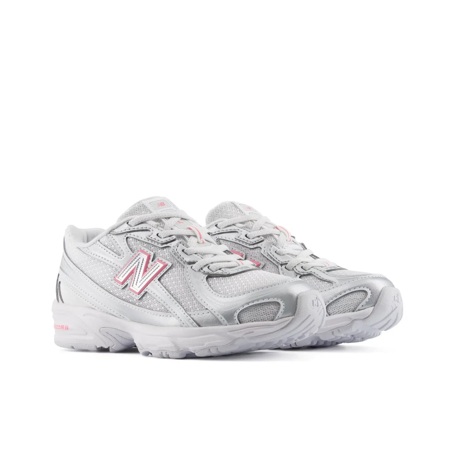 Детские кроссовки с эластичными шнурками 740 Bungee Lace New Balance, Silver Metallic With Signal Pink — фото 2