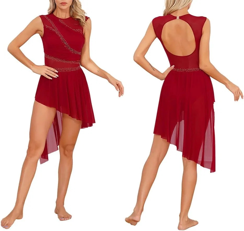 Женское платье для лирического танца с разрезом One Shoulder, Black — фото 2