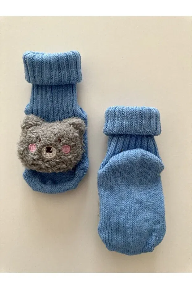 Детские носки с принтом Fun baby socks with plush 3d toys Myluni, Blue — фото 3