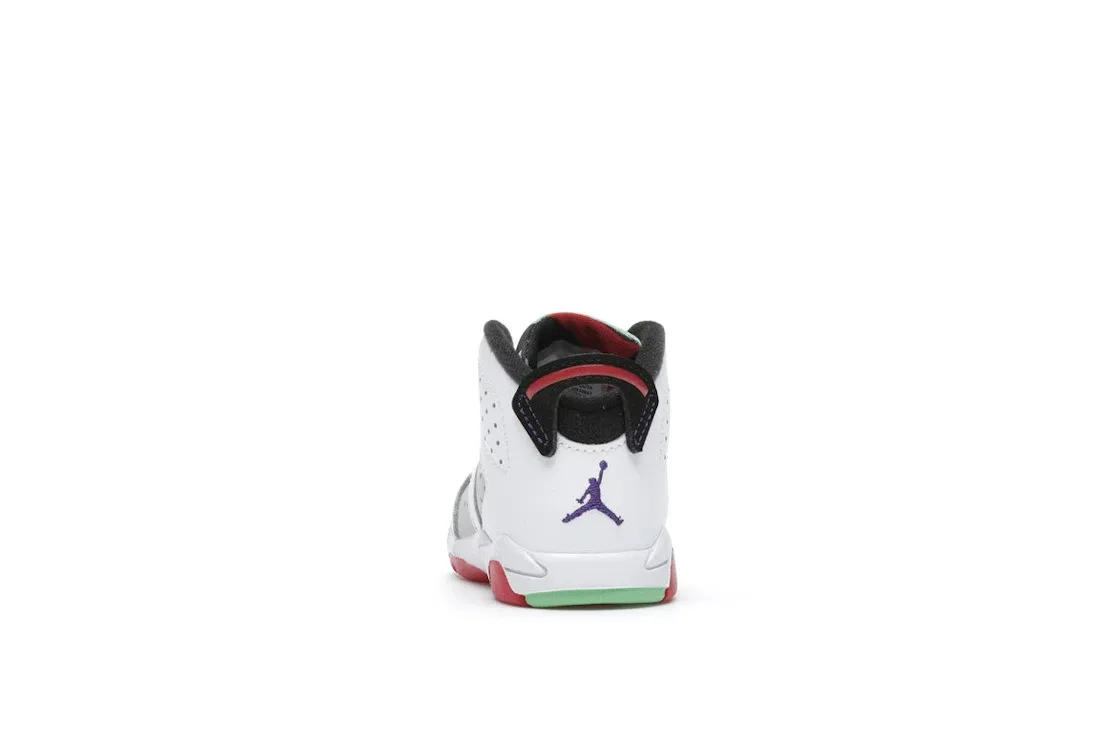 Детские кроссовки с перфорированными панелями Jordan 6 Retro Hare Jordan, Neutral Grey White True Red Black — фото 4