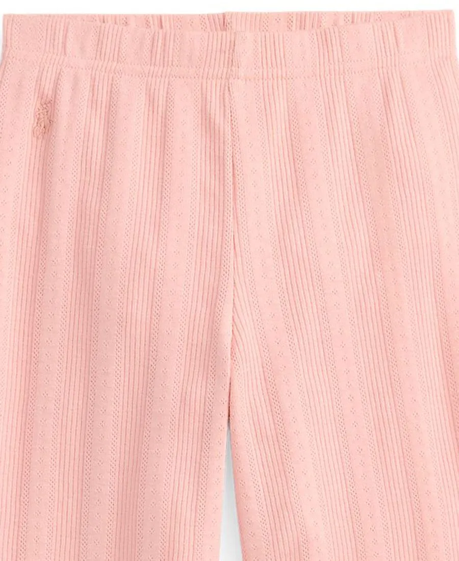 Детские штаны для девочек с широкой штаниной Pointelle-Knit Polo Ralph Lauren, Adiron Rose — фото 3