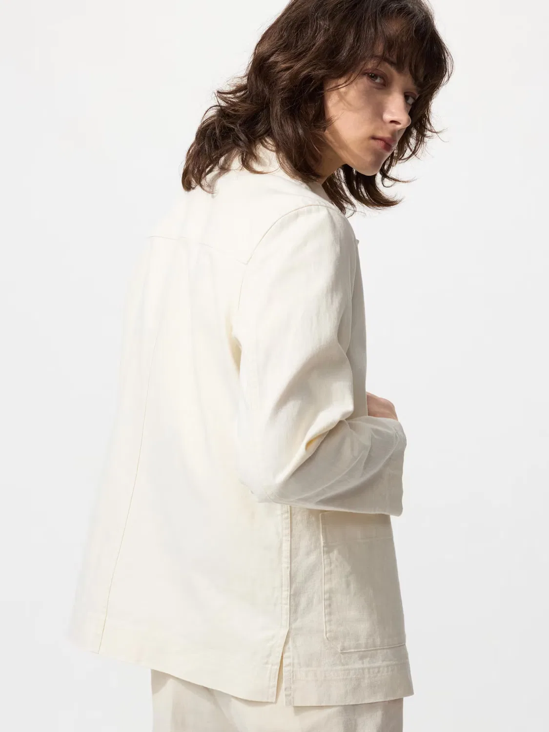Куртка Uniqlo, состав: лен и хлопок, синий — фото 4