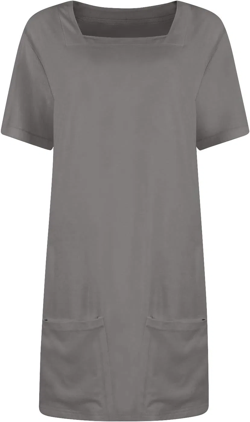 Женское мини-платье с квадратным вырезом T-shirt dress, A006-gray — фото 4
