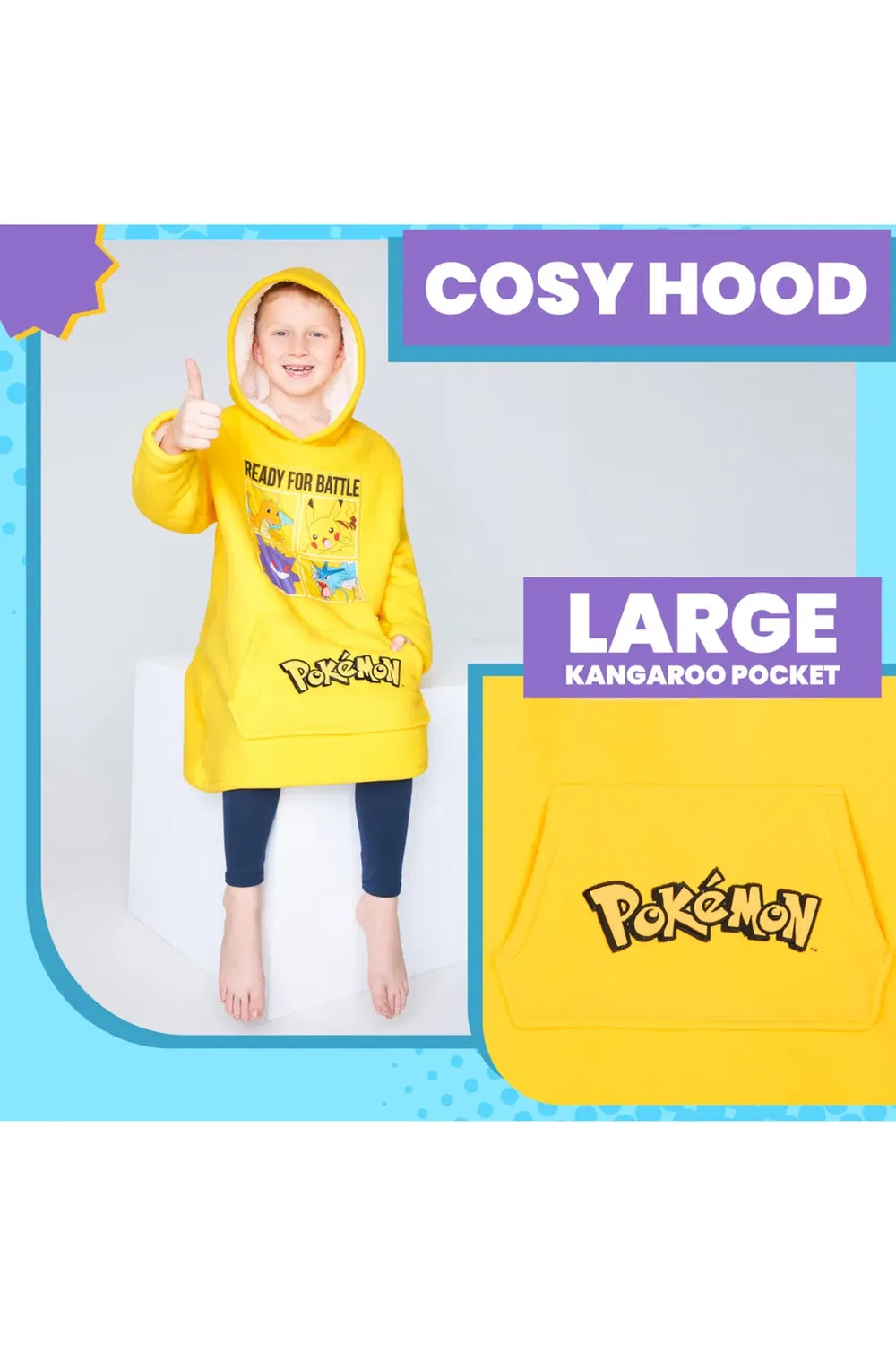 Худи оверсайз из флиса Pokemon, Yellow — фото 4