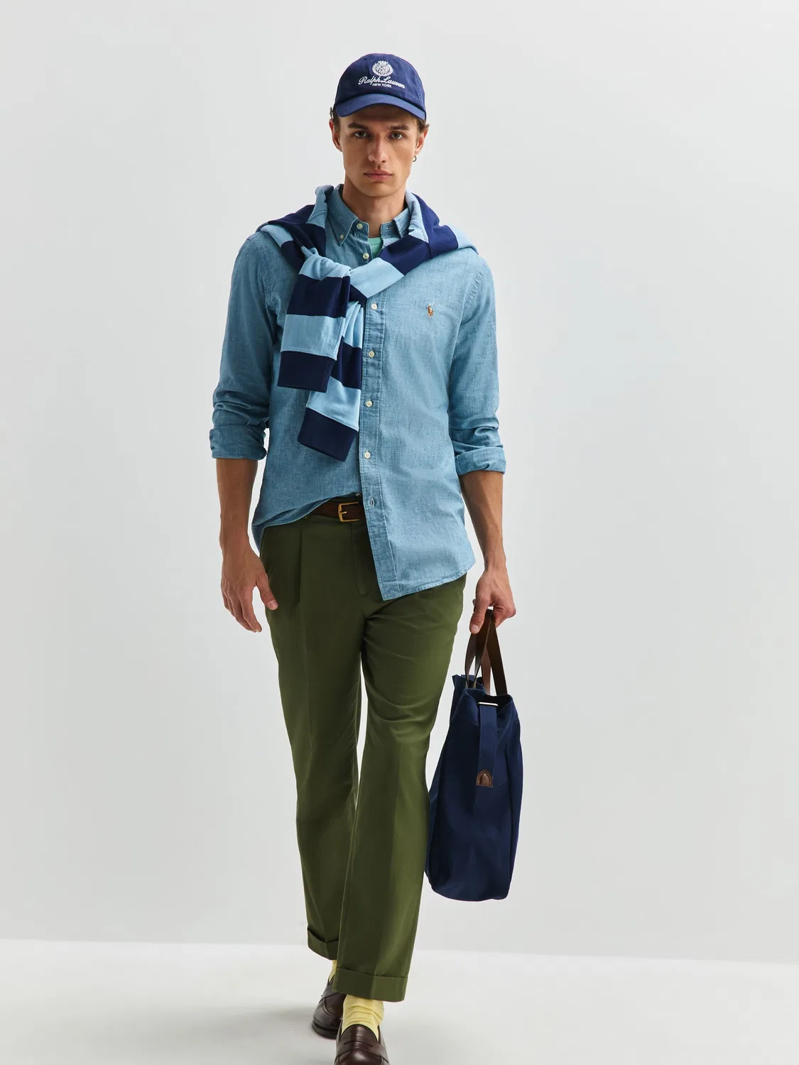 Рубашка Oxford, Custom Fit Polo Ralph Lauren, светло-джинсовый синий — фото 4