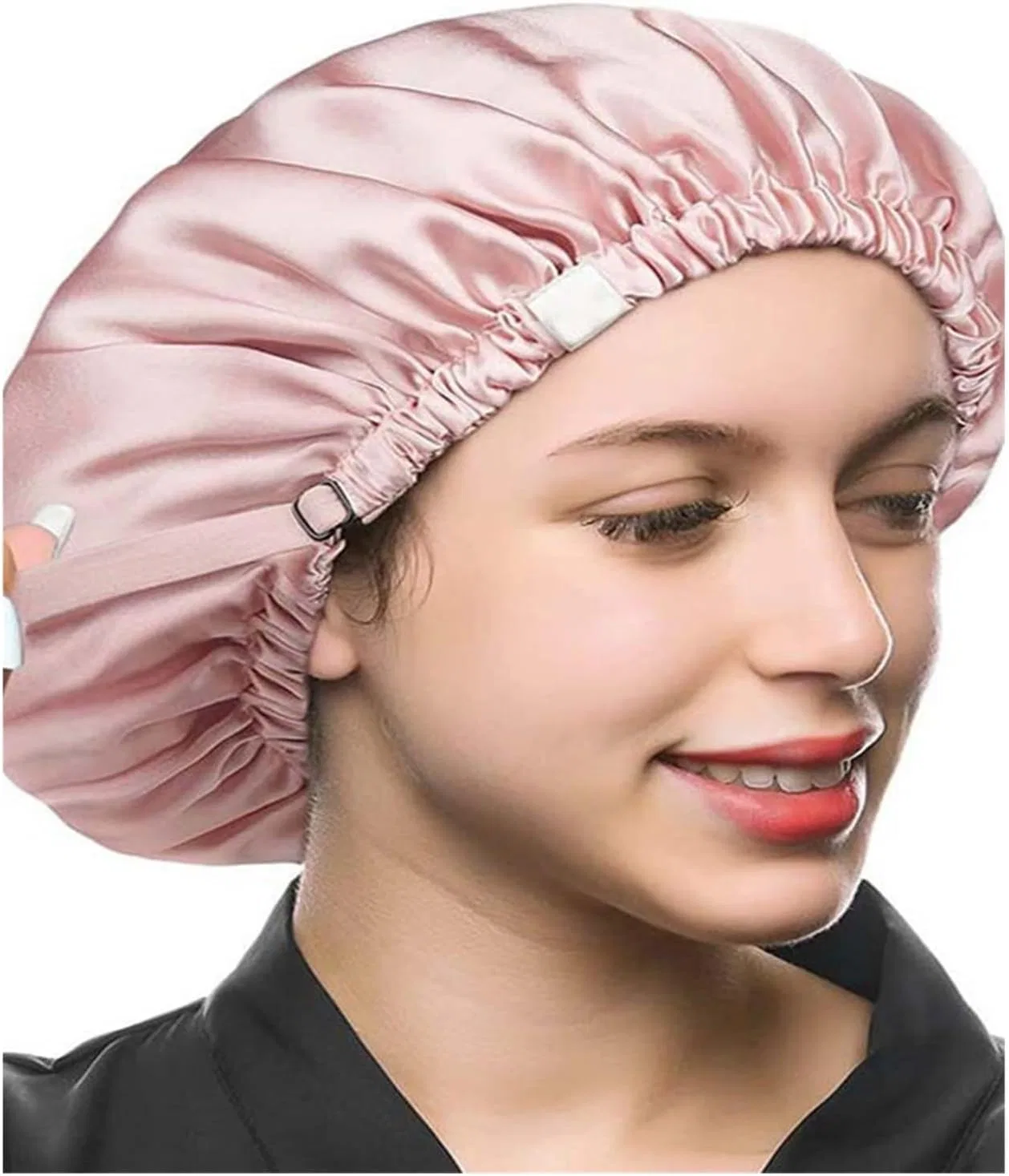 Шапочка для душа из шелка JTKSSCS, 1 шт, 52x34 см, Black — фото 2