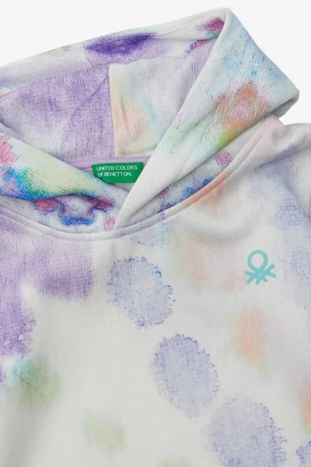 Детское худи для девочек с принтом United Colors Of Benetton, Purple — фото 2
