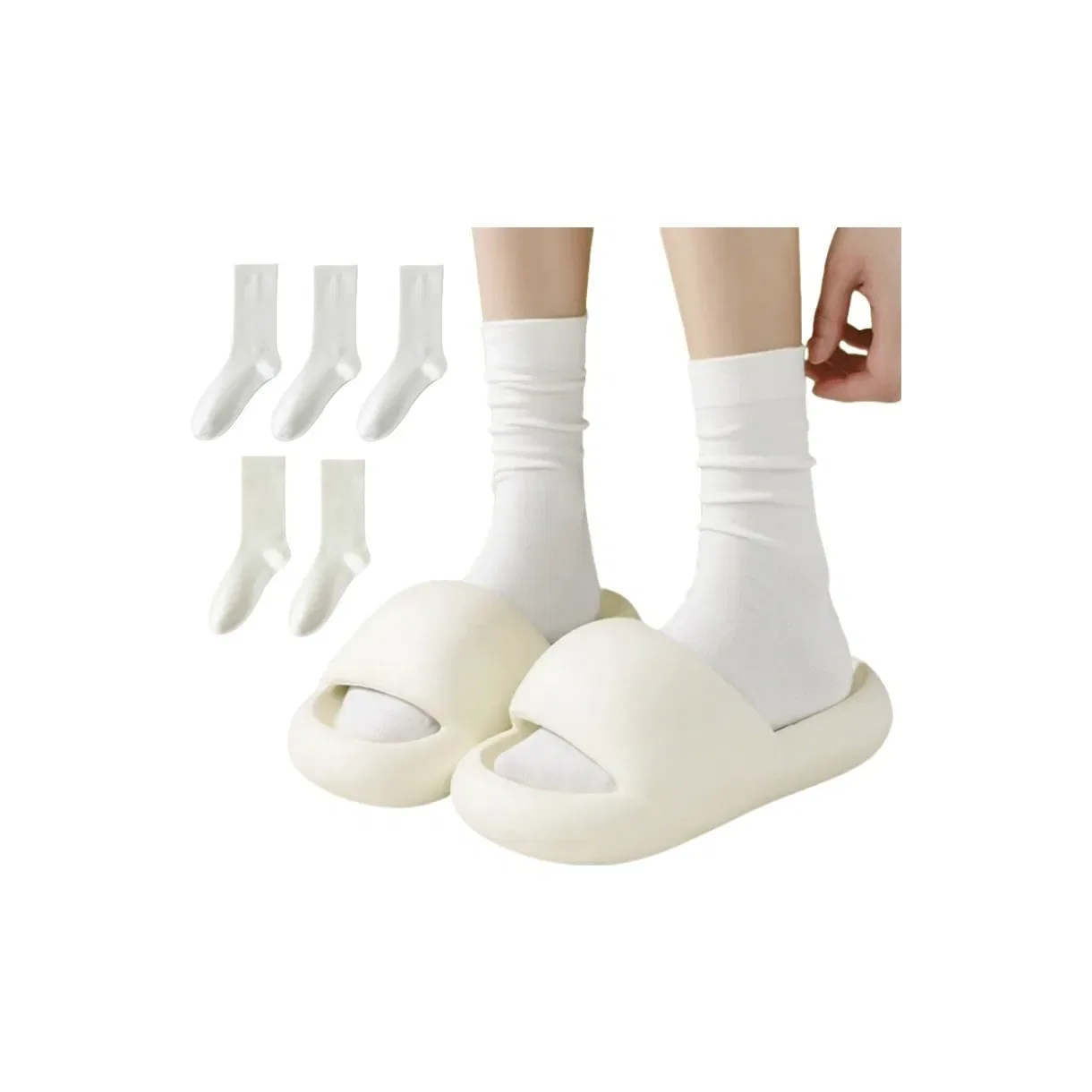 Детские носки хлопковые 5 пар Cotton Gene, White 3+Milk White 2