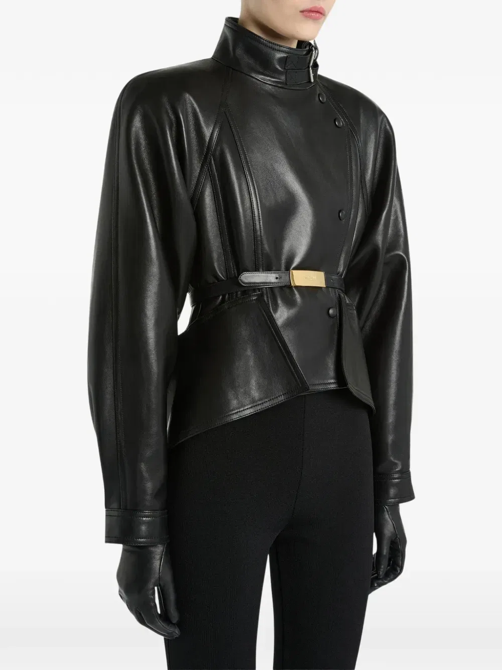 Куртка-баска из овечьей кожи Balmain, черный — фото 3