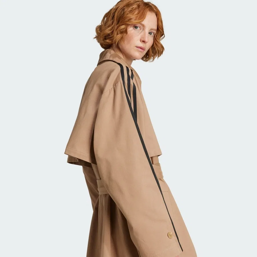 Тренчкот с длинным рукавом Adicolor Trench Coat Twill adidas, Коричневый — фото 4