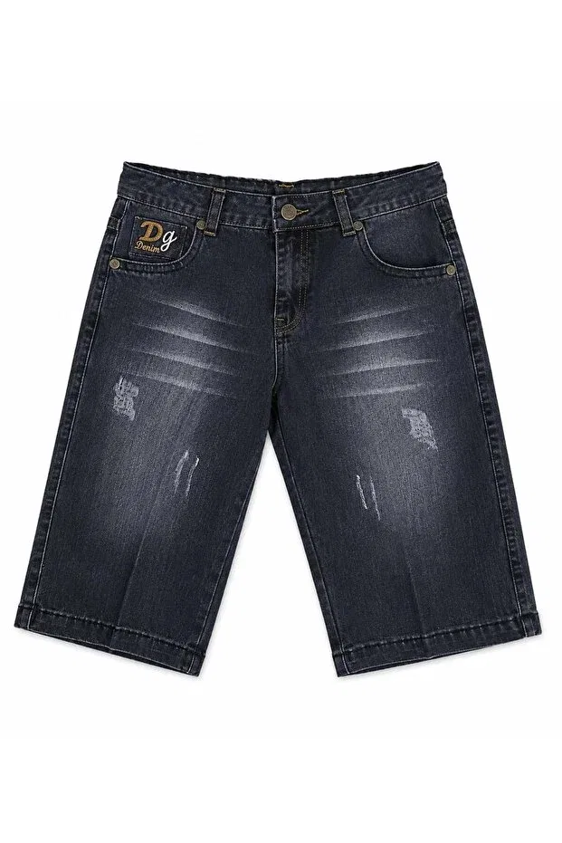 Детские шорты джинсовые для мальчиков Beli adjustable elastic waist pocketed cotton denim capri shorts Dgs Kids, Black — фото 2