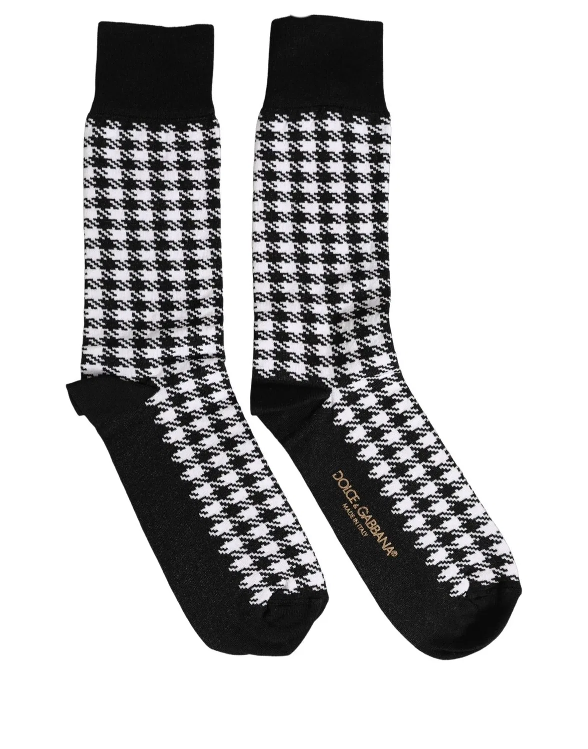 Женские носки с узором гусиная лапка Mid Calf Dolce & Gabbana, Black — фото 4
