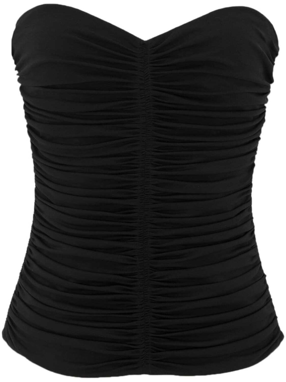 

Saint Laurent топ без бретелей со сборками, черный