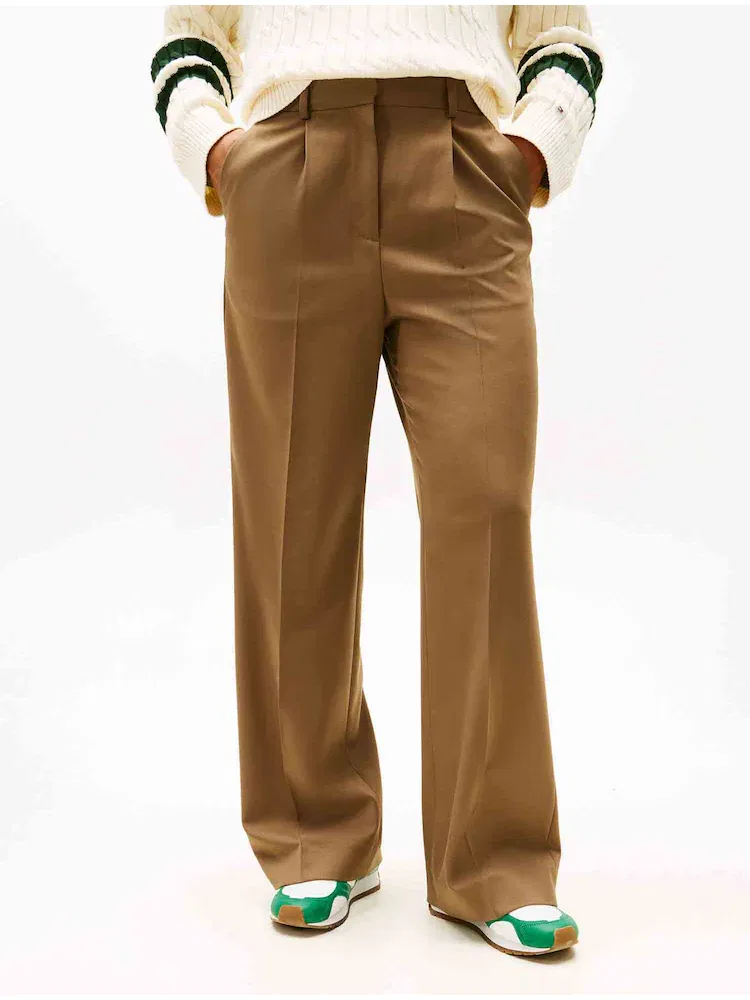 Широкие брюки из шерсти, модель Timeless TOMMY HILFIGER, Ochre — фото 3