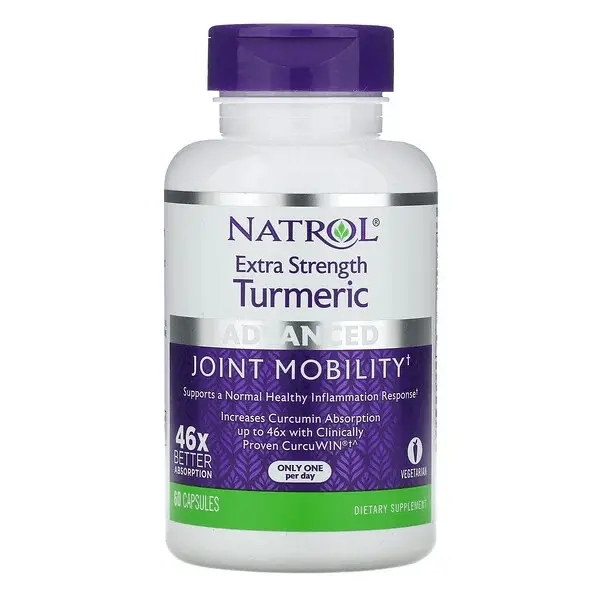 

Куркума повышенной силы, улучшенная, 60 капсул, Natrol