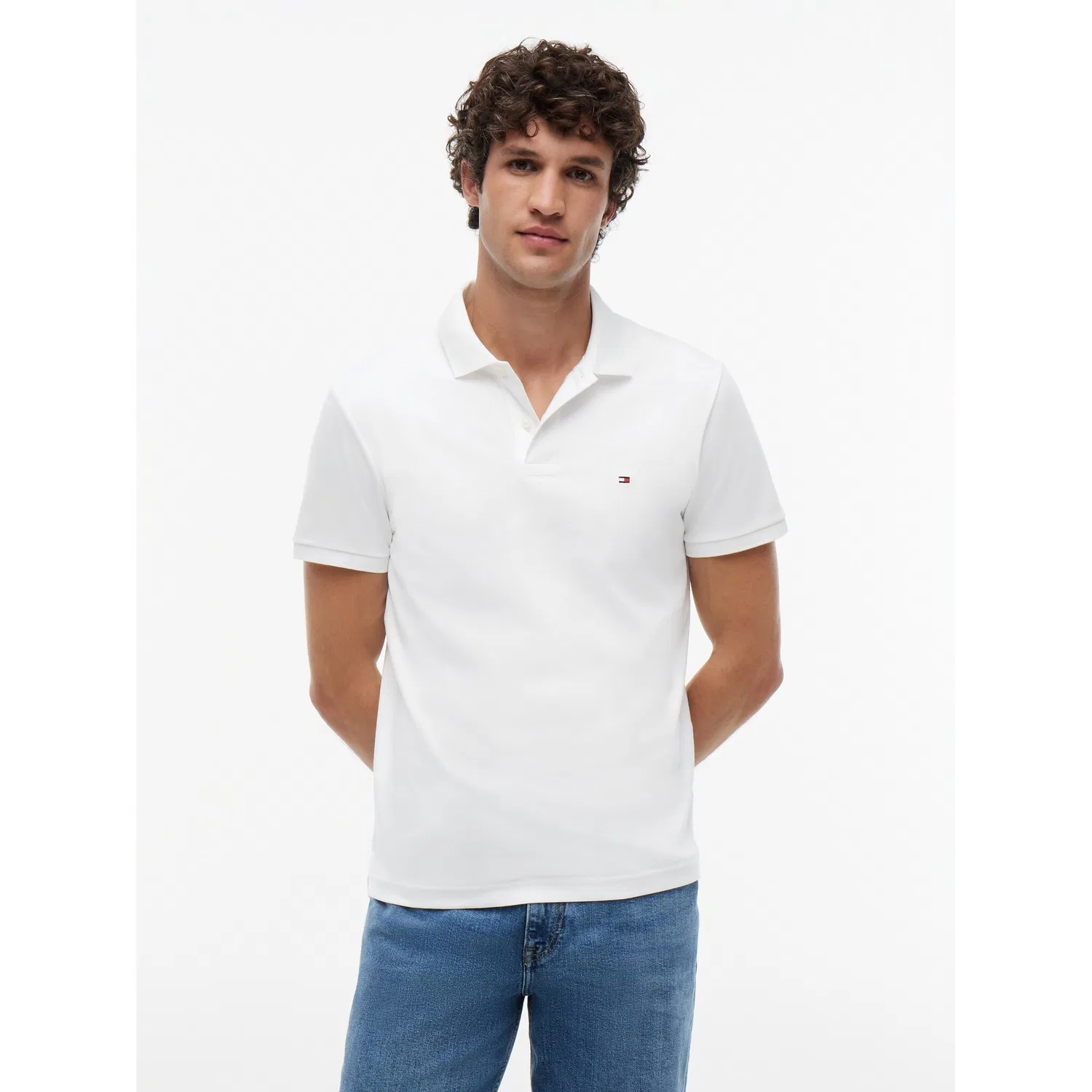 Мужское поло из хлопкового джерси Tommy Hilfiger, White