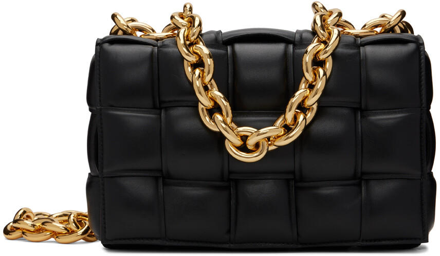 

Черная сумка через плечо с цепочкой Bottega Veneta, Черный, Черная сумка через плечо с цепочкой Bottega Veneta