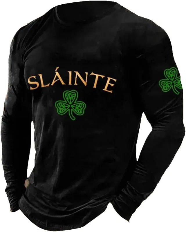 Мужская футболка с длинным рукавом Slainte Shamrock, Black