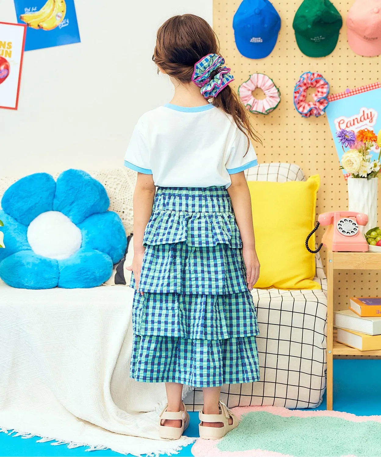 Детская юбка для девочек с воланами, модель Candy Pop Days, apres les cours, Red — фото 4