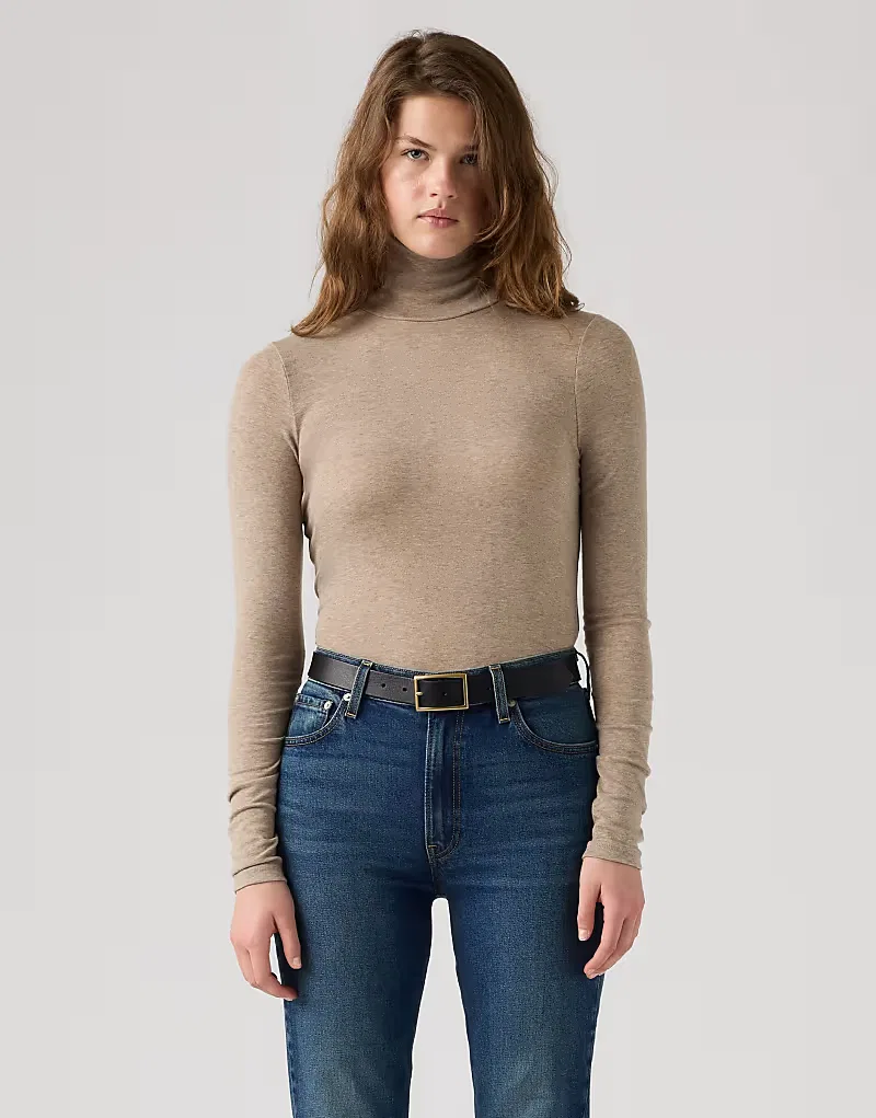 Топ с длинными рукавами и высоким воротником Levi's Mia, бежевый